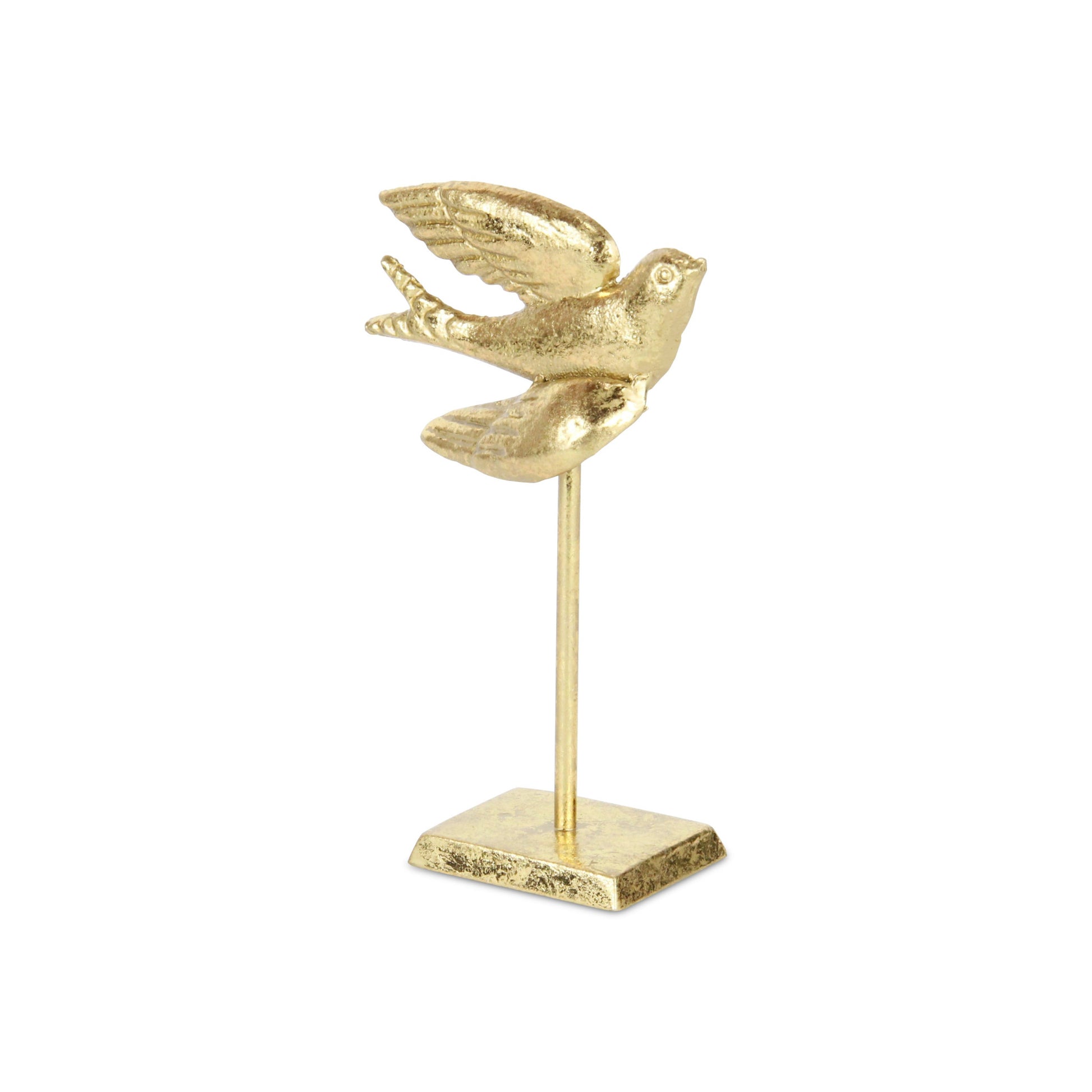 9" Gold Cast Iron Bird Tabletop Sculpture-3