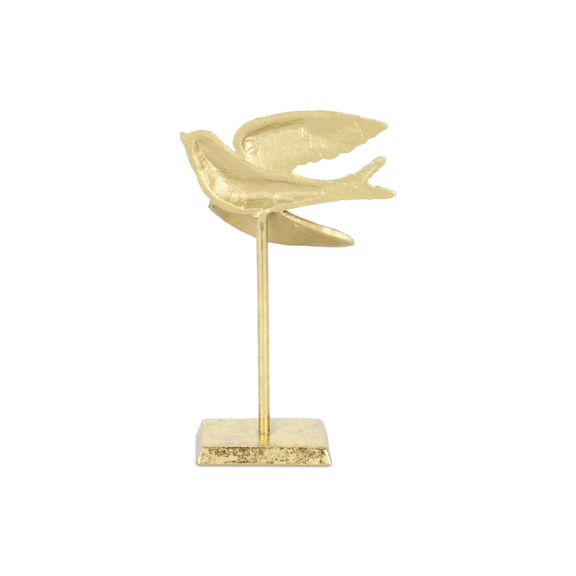 9" Gold Cast Iron Bird Tabletop Sculpture-4