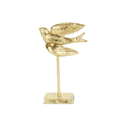 9" Gold Cast Iron Bird Tabletop Sculpture-5