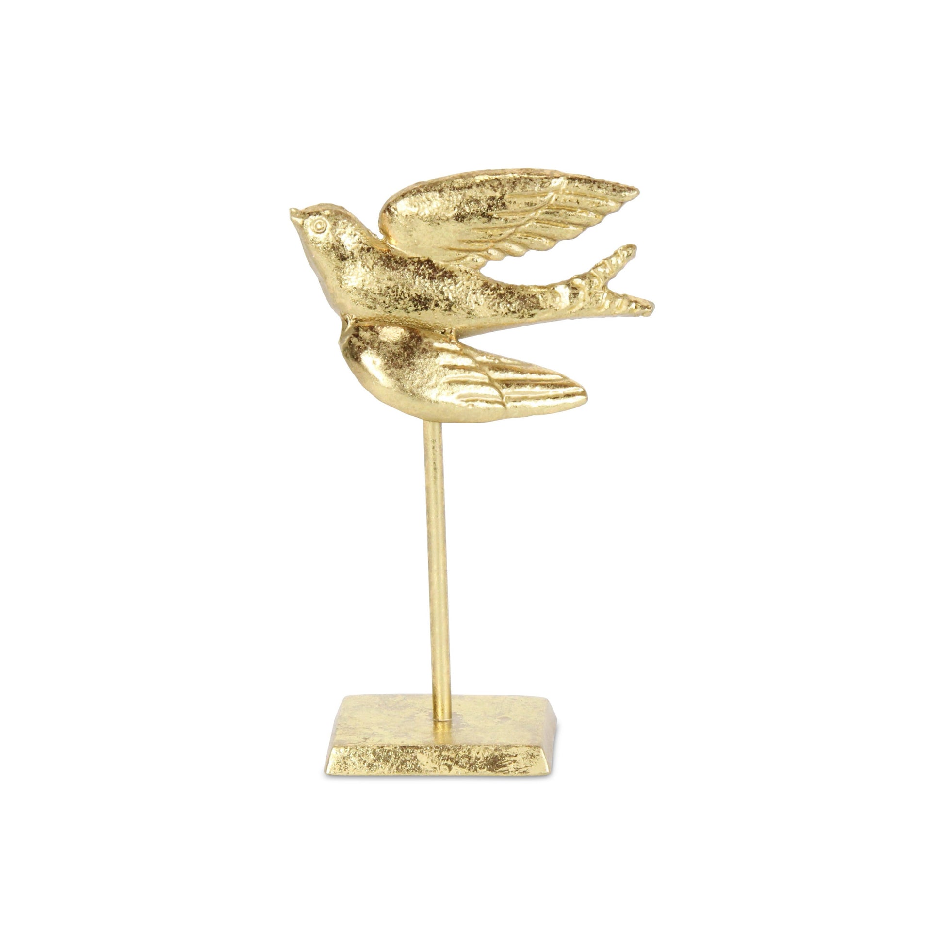 9" Gold Cast Iron Bird Tabletop Sculpture-6