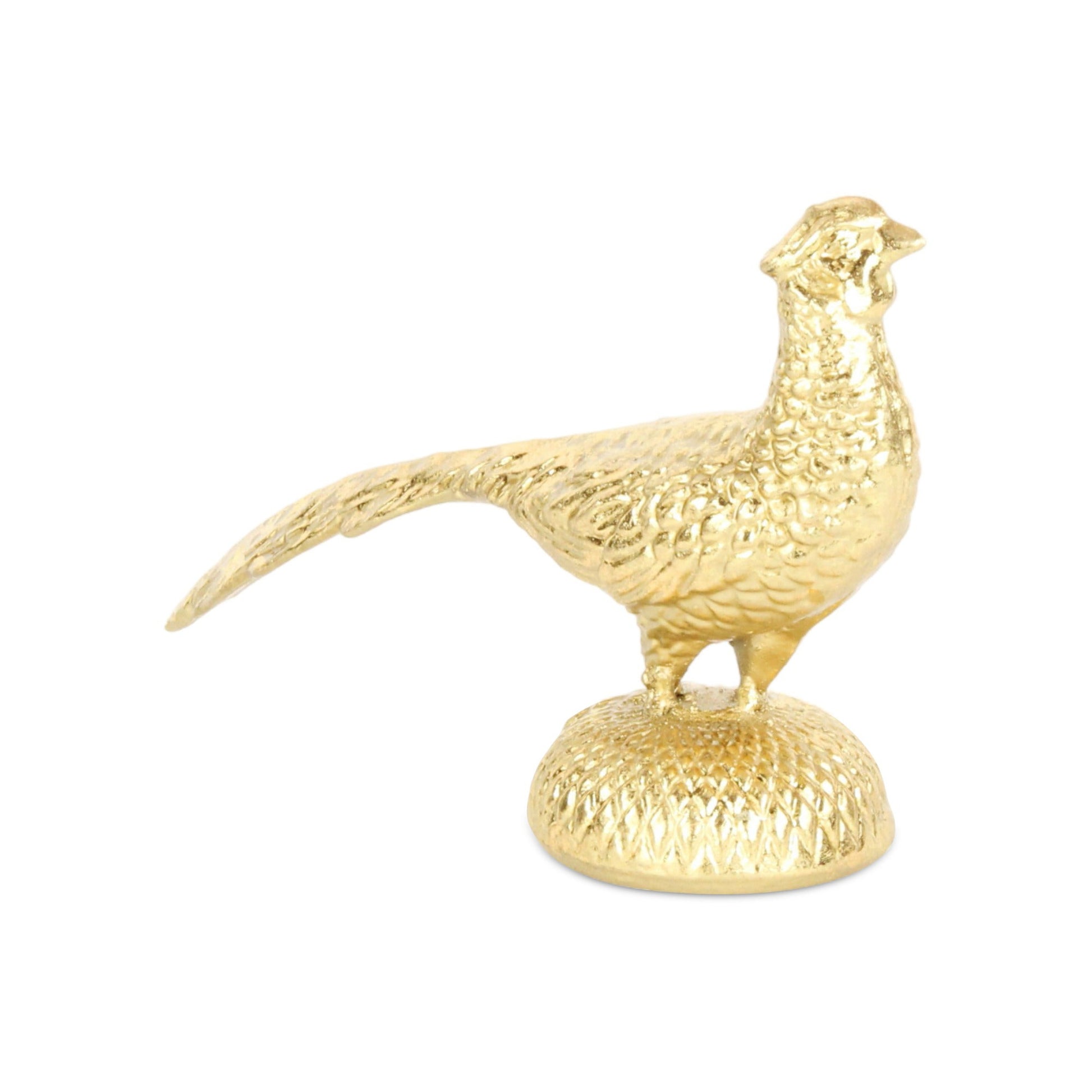 7" Gold Cast Iron Peacock Tabletop Sculpture-5