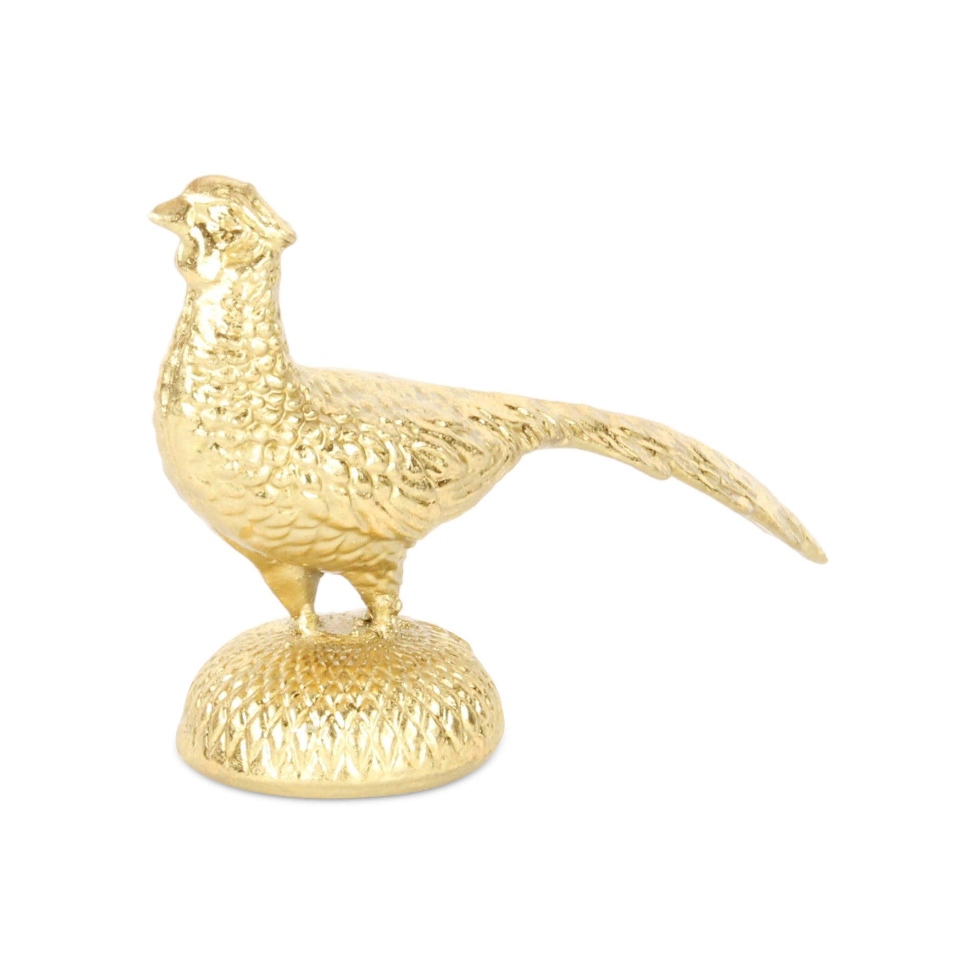 7" Gold Cast Iron Peacock Tabletop Sculpture-1