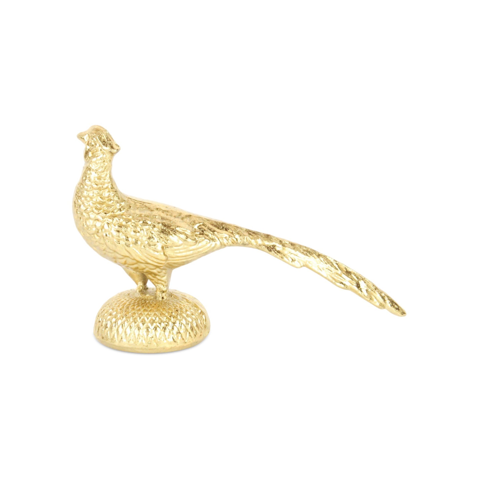 7" Gold Cast Iron Peacock Tabletop Sculpture-2