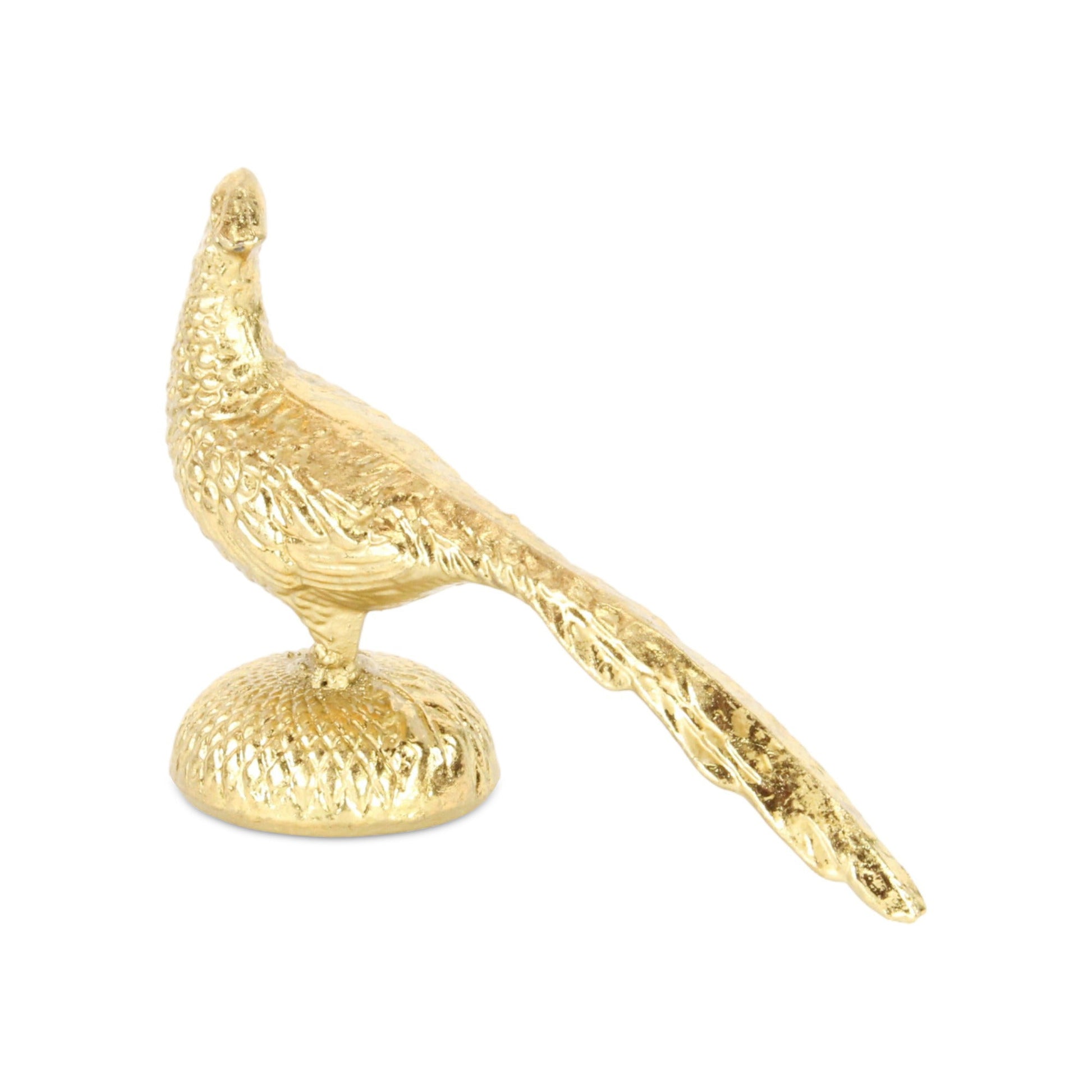 7" Gold Cast Iron Peacock Tabletop Sculpture-7