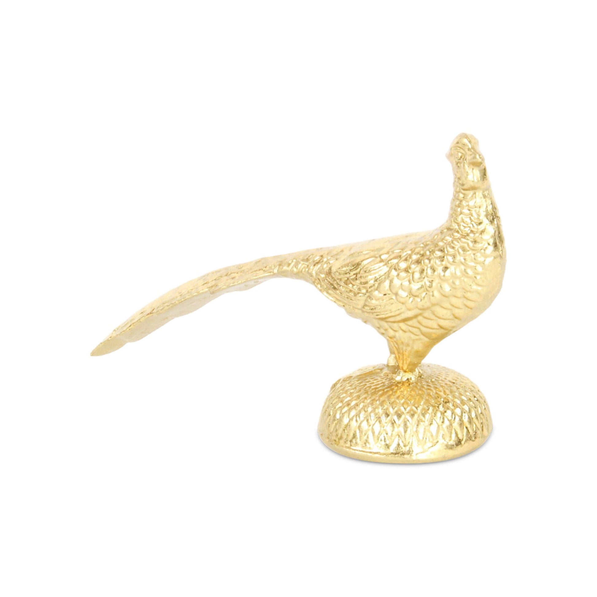 7" Gold Cast Iron Peacock Tabletop Sculpture-3
