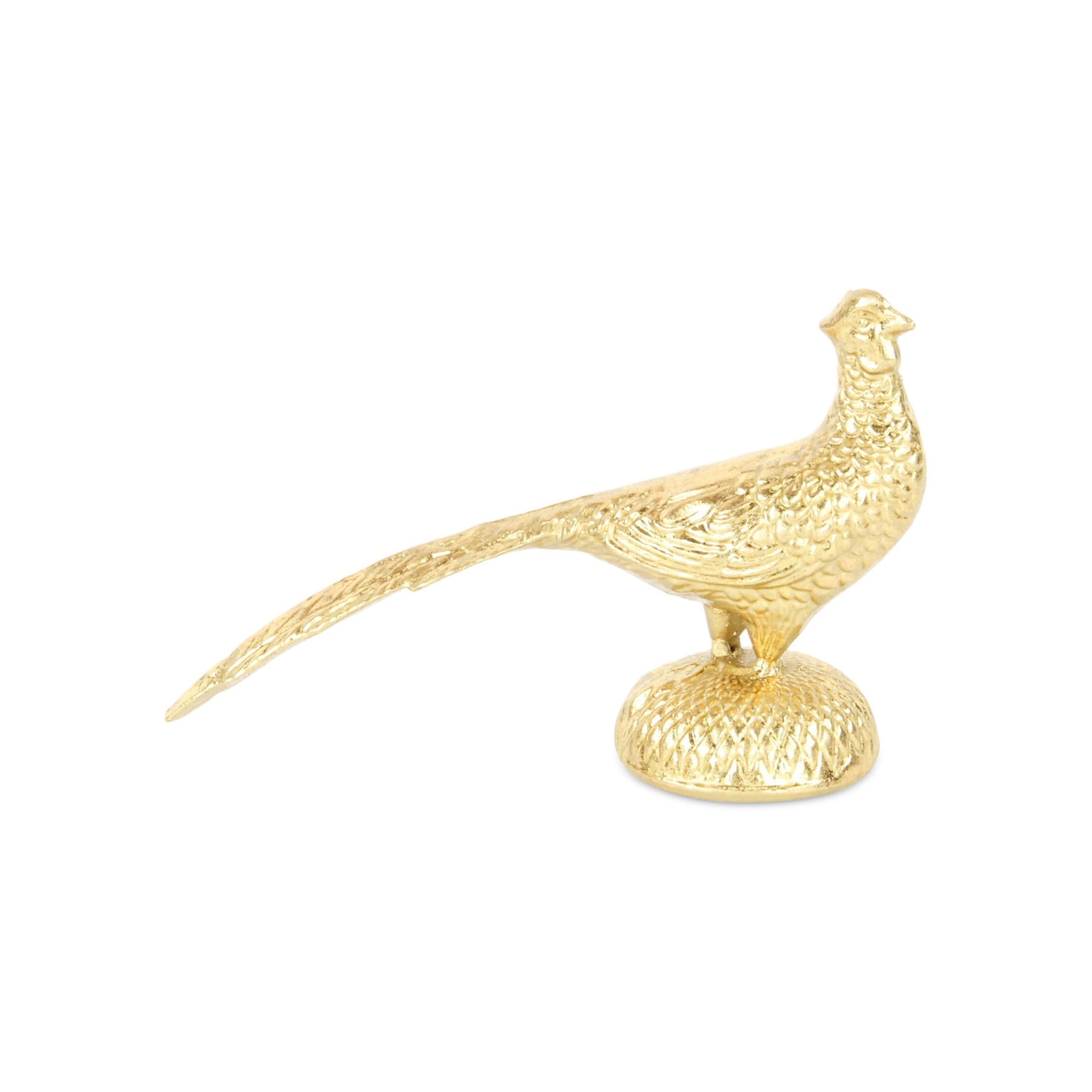 7" Gold Cast Iron Peacock Tabletop Sculpture-4
