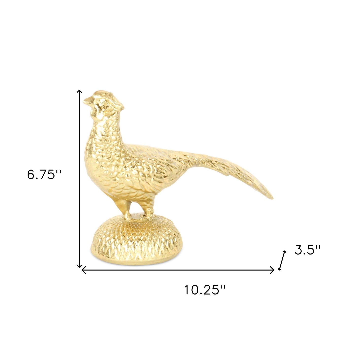 7" Gold Cast Iron Peacock Tabletop Sculpture-8