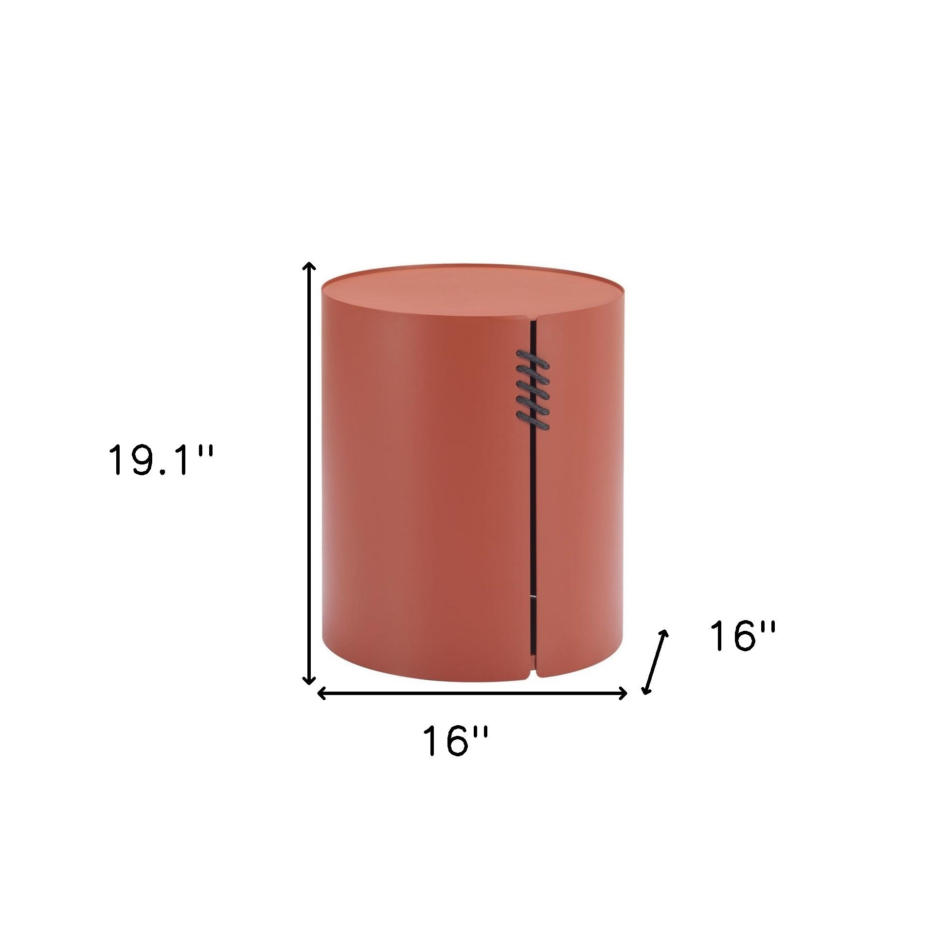 19" Brown Aluminum Round Drum End Table-8