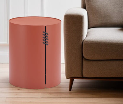 19" Brown Aluminum Round Drum End Table-1