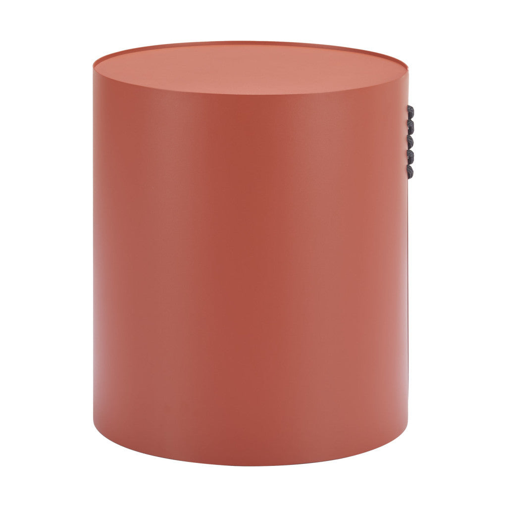 19" Brown Aluminum Round Drum End Table-2