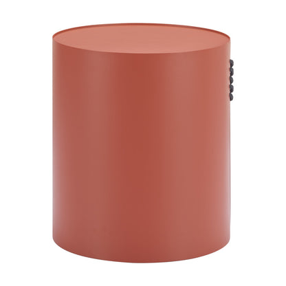 19" Brown Aluminum Round Drum End Table-2