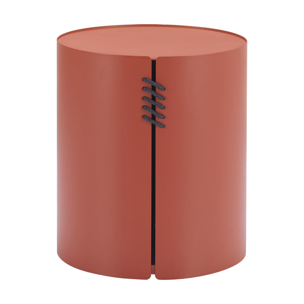 19" Brown Aluminum Round Drum End Table-3