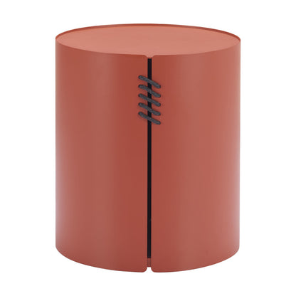 19" Brown Aluminum Round Drum End Table-3