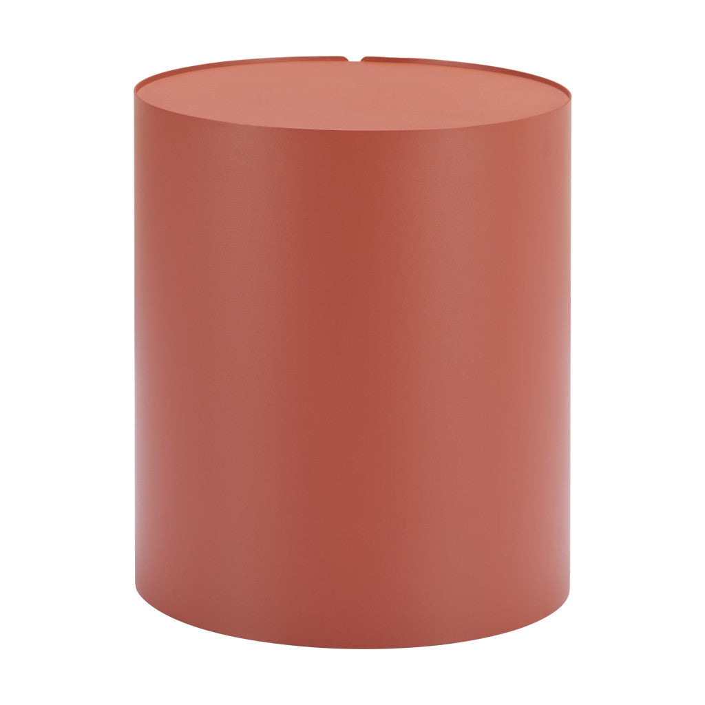 19" Brown Aluminum Round Drum End Table-4