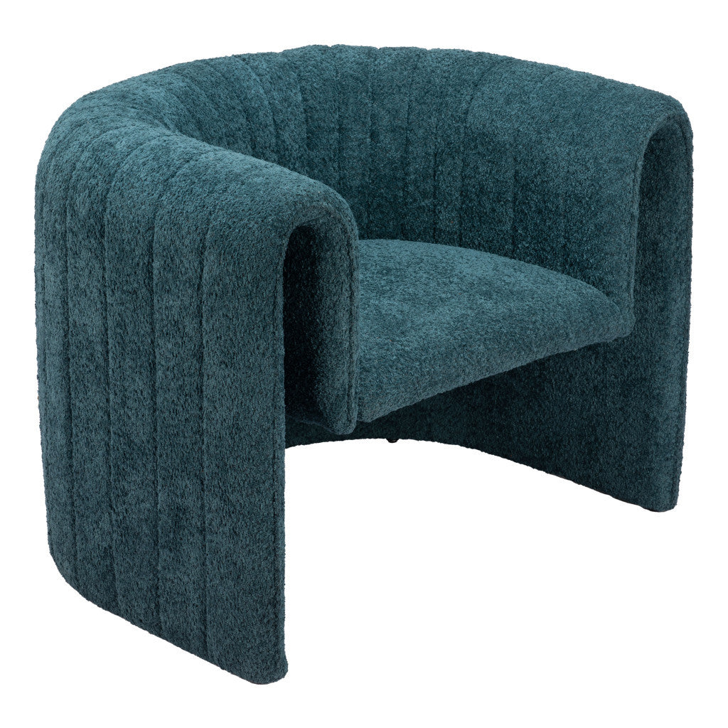 37" Aquamarine Sherpa And Upholstered Tufted Arm Chair-5
