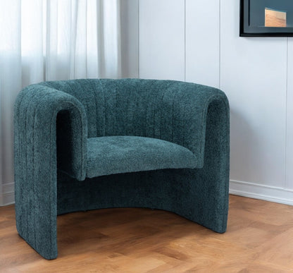 37" Aquamarine Sherpa And Upholstered Tufted Arm Chair-1