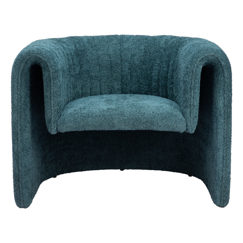 37" Aquamarine Sherpa And Upholstered Tufted Arm Chair-3