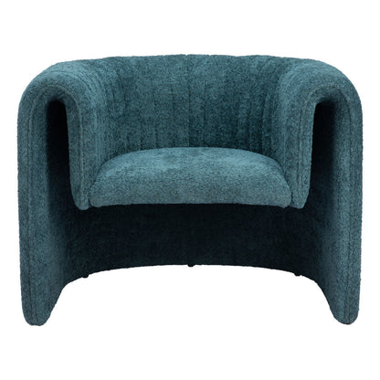 37" Aquamarine Sherpa And Upholstered Tufted Arm Chair-3