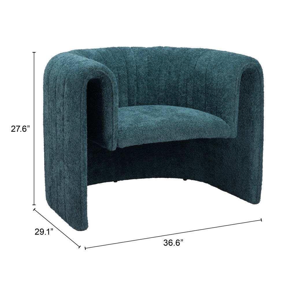 37" Aquamarine Sherpa And Upholstered Tufted Arm Chair-8