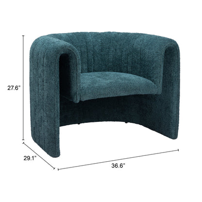 37" Aquamarine Sherpa And Upholstered Tufted Arm Chair-8