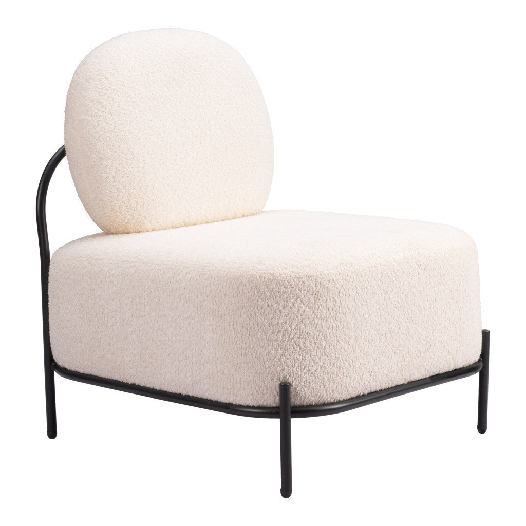 27" White And Black Sherpa And Upholstered Side Chair-5