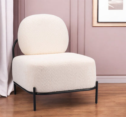 27" White And Black Sherpa And Upholstered Side Chair-1