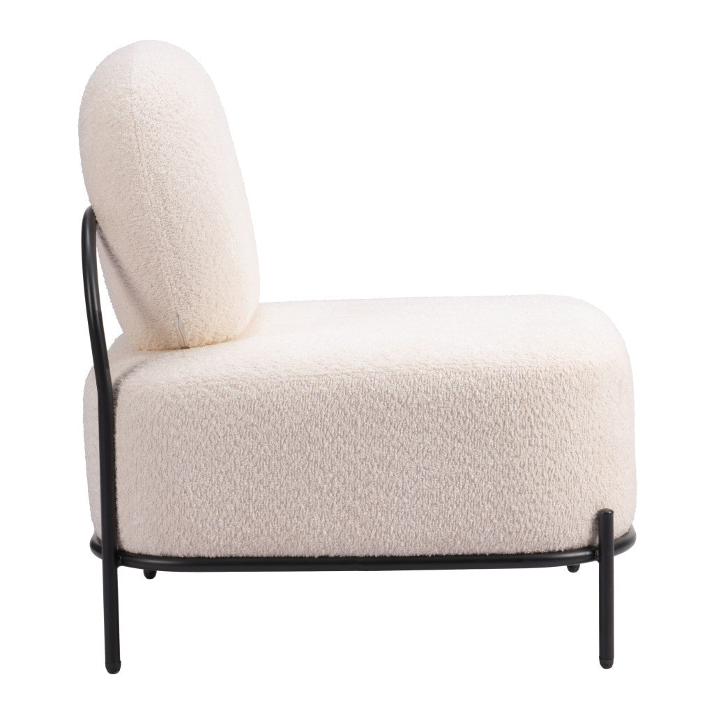 27" White And Black Sherpa And Upholstered Side Chair-2