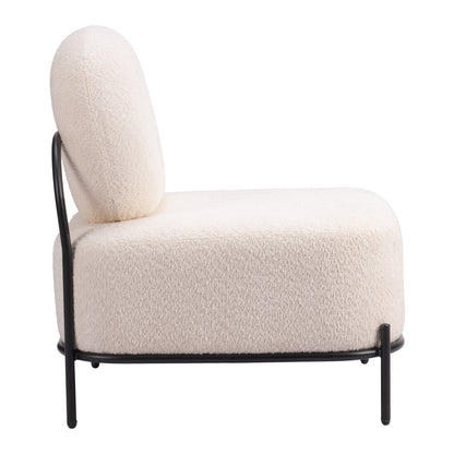 27" White And Black Sherpa And Upholstered Side Chair-2