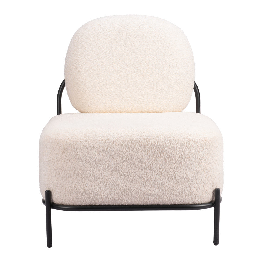 27" White And Black Sherpa And Upholstered Side Chair-3