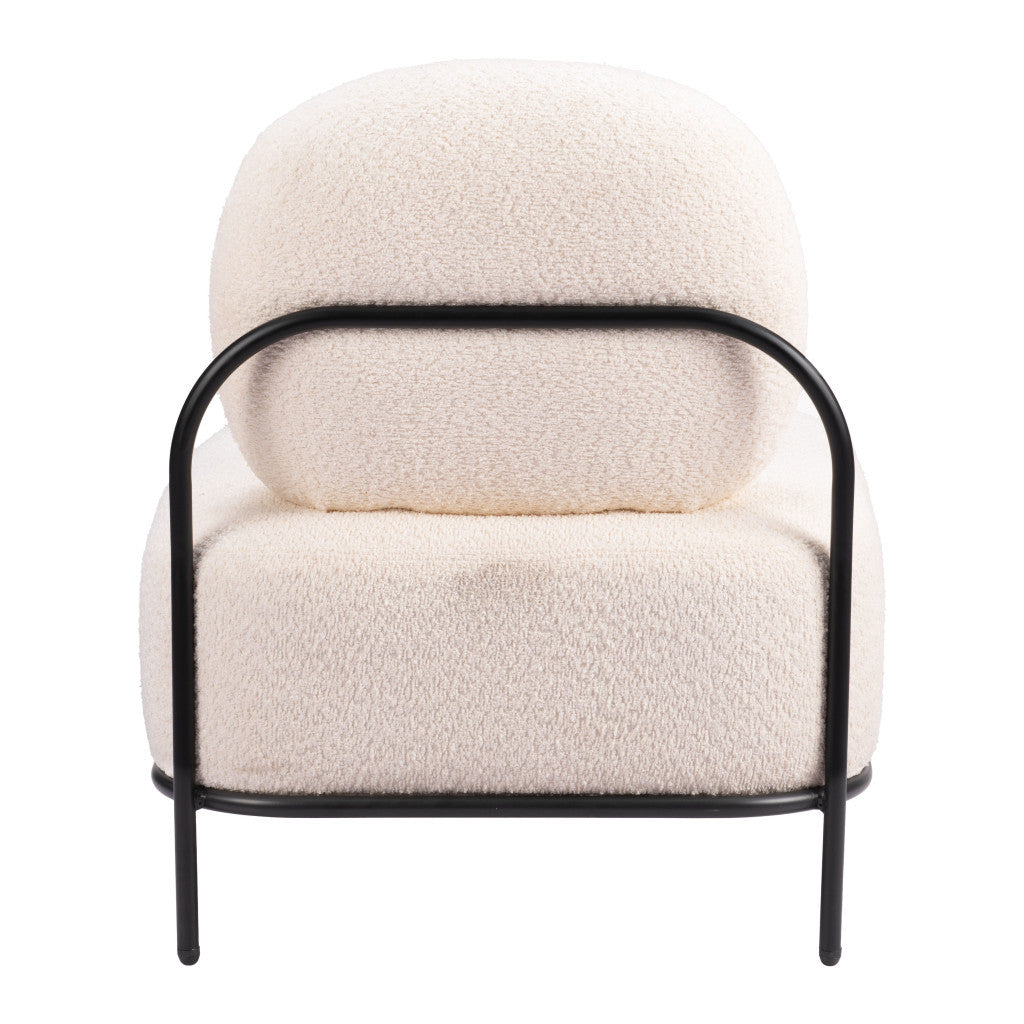 27" White And Black Sherpa And Upholstered Side Chair-4