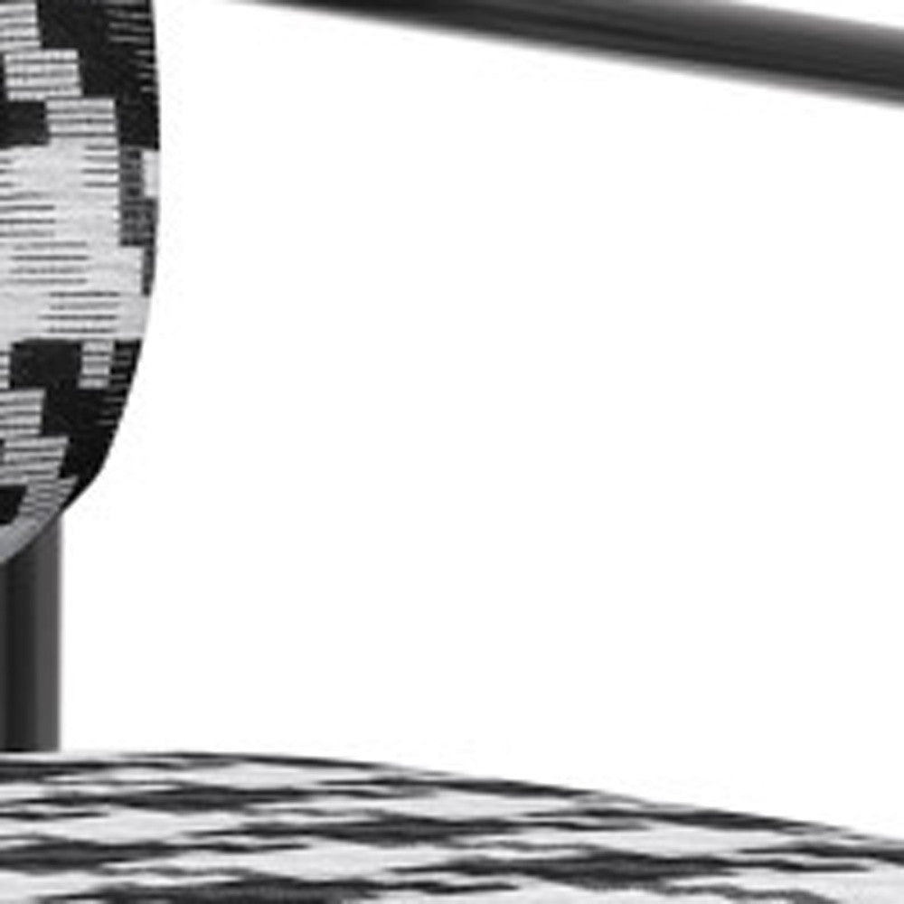 29" Black And White And Black Upholstered Houndstooth Arm Chair-7