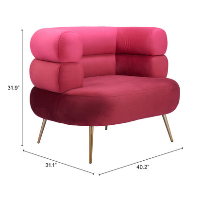 41" Red And Gold Velvet And Upholstered Arm Chair-8