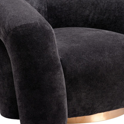 37" Black And Gold Faux Shearling And Upholstered Arm Chair-7