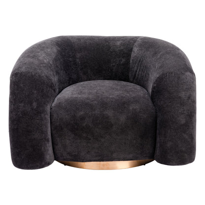 37" Black And Gold Faux Shearling And Upholstered Arm Chair-3