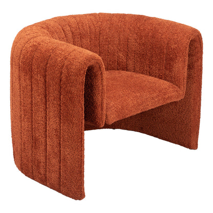 37" Burnt Orange Sherpa And Upholstered Tufted Arm Chair-5