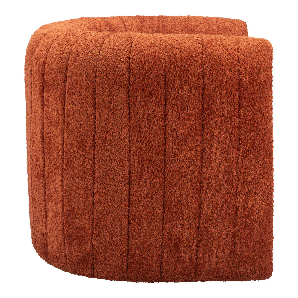 37" Burnt Orange Sherpa And Upholstered Tufted Arm Chair-2