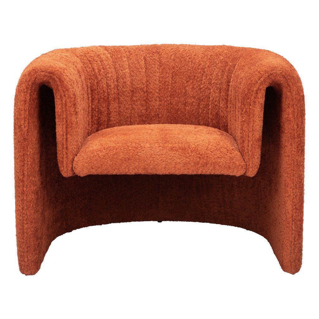37" Burnt Orange Sherpa And Upholstered Tufted Arm Chair-3