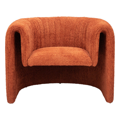 37" Burnt Orange Sherpa And Upholstered Tufted Arm Chair-3