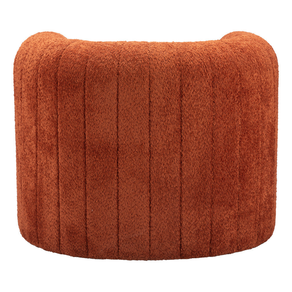 37" Burnt Orange Sherpa And Upholstered Tufted Arm Chair-4
