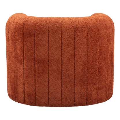 37" Burnt Orange Sherpa And Upholstered Tufted Arm Chair-4