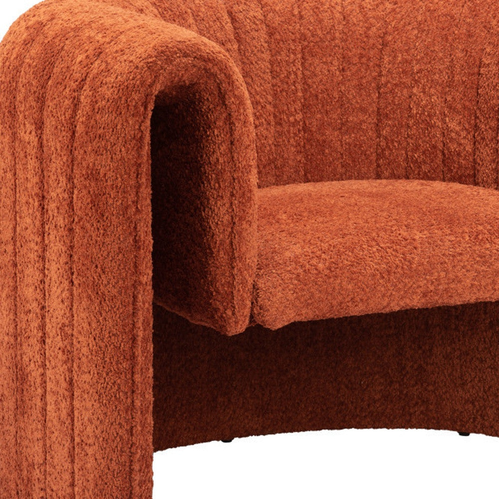 37" Burnt Orange Sherpa And Upholstered Tufted Arm Chair-6