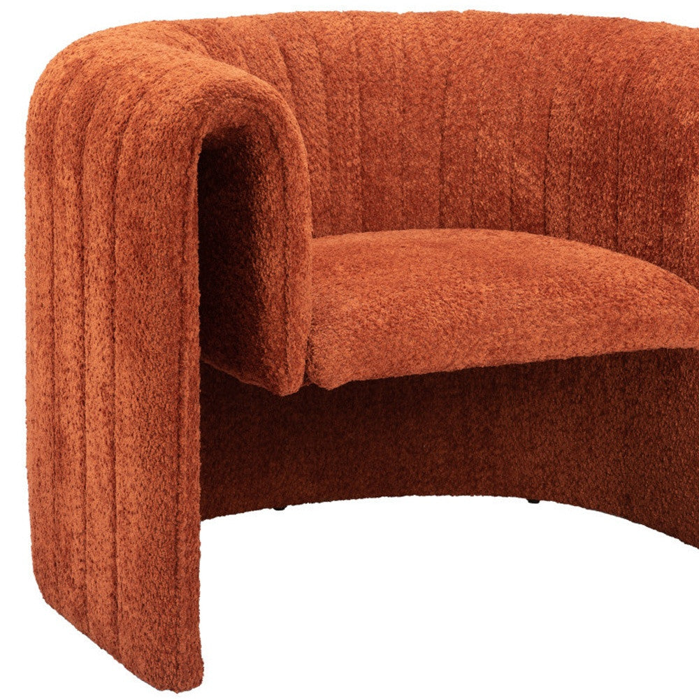 37" Burnt Orange Sherpa And Upholstered Tufted Arm Chair-7