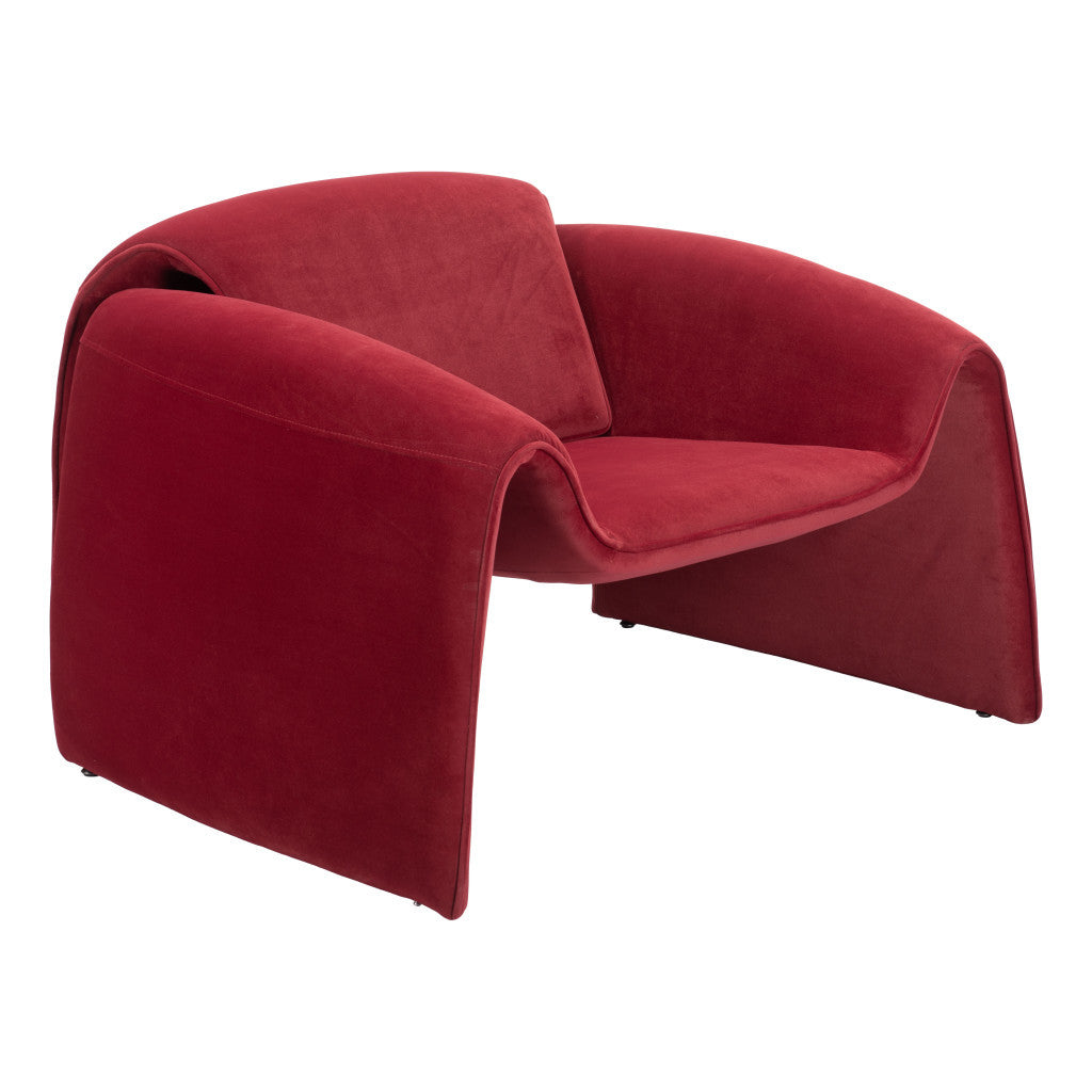 40" Red Velvet Contemporary Arm Chair-4