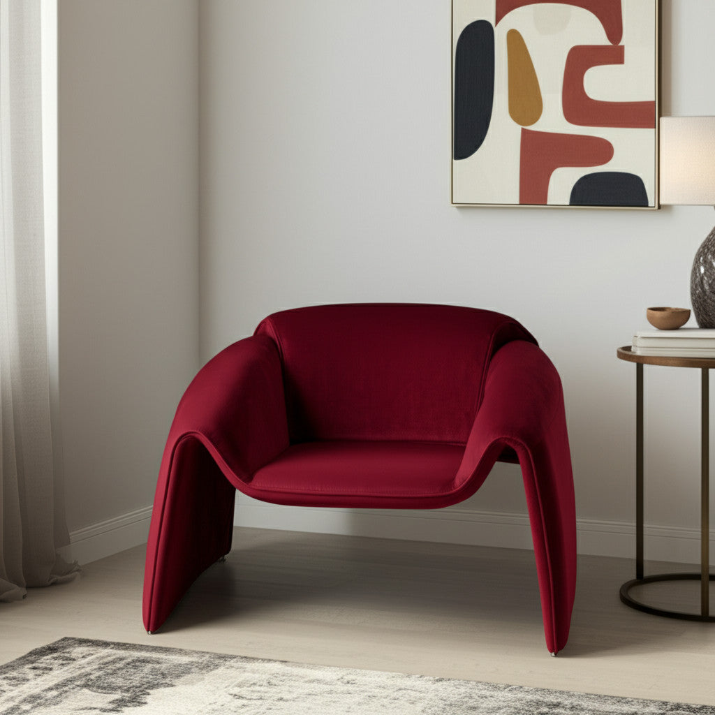 40" Red Velvet Contemporary Arm Chair-1
