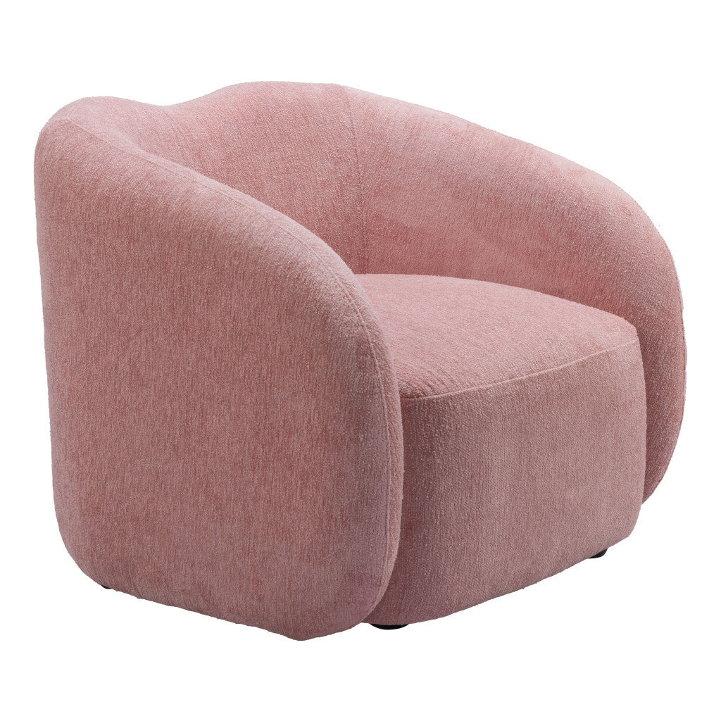 36" Pink And Black Faux Shearling And Upholstered Arm Chair-4