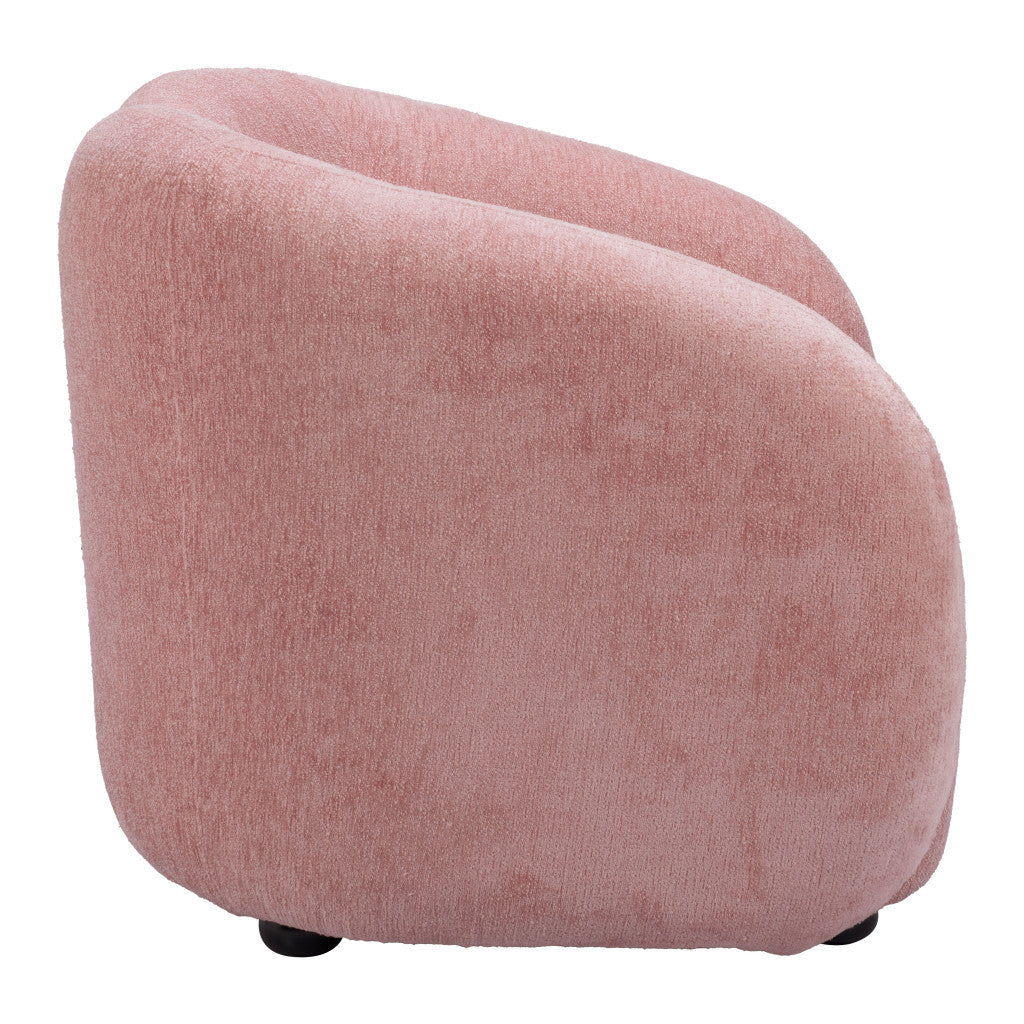 36" Pink And Black Faux Shearling And Upholstered Arm Chair-5