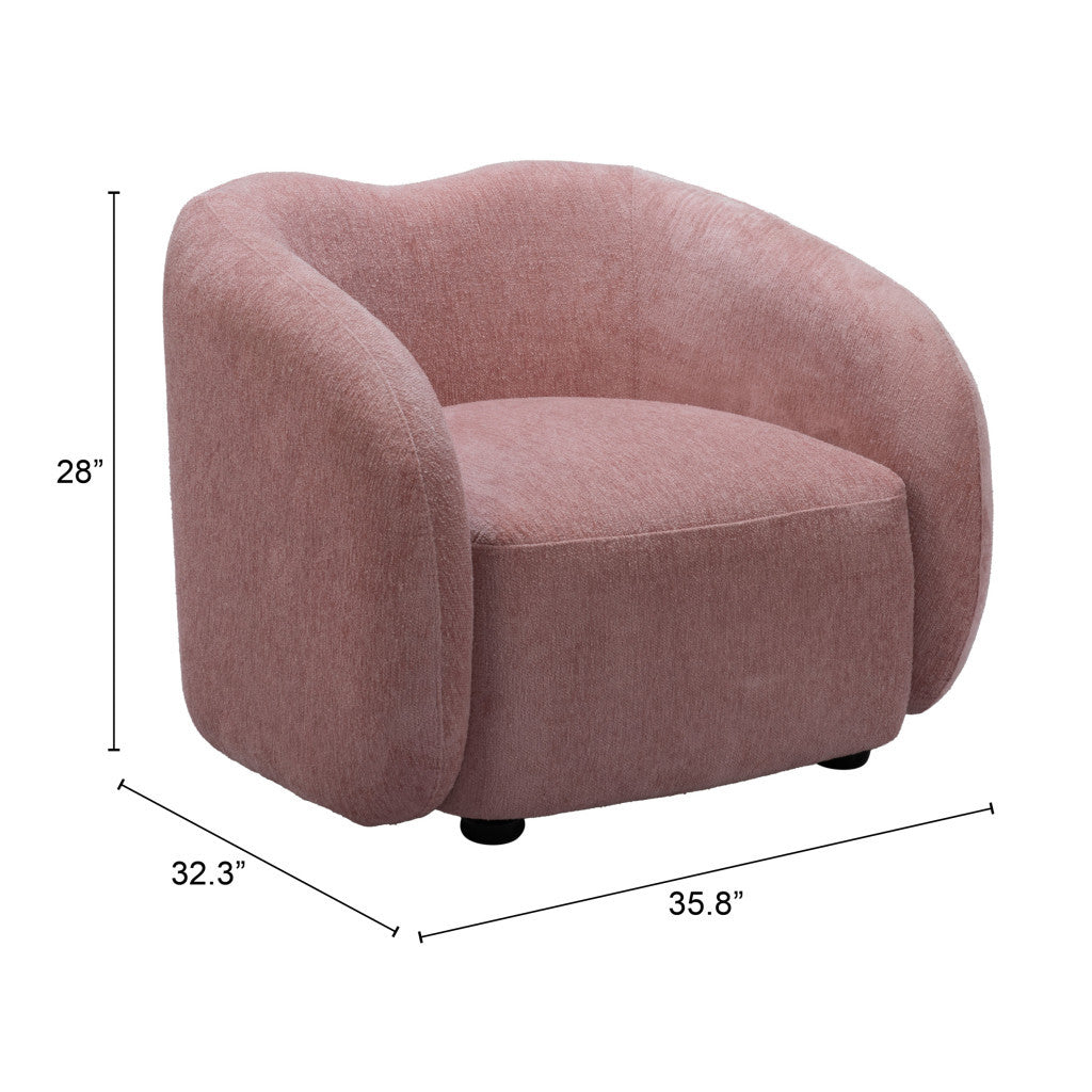 36" Pink And Black Faux Shearling And Upholstered Arm Chair-8