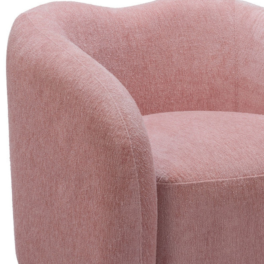 36" Pink And Black Faux Shearling And Upholstered Arm Chair-6