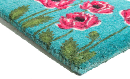 18" X 30" Blue Orange and Green Coir Hummingbird Outdoor Door Mat-5