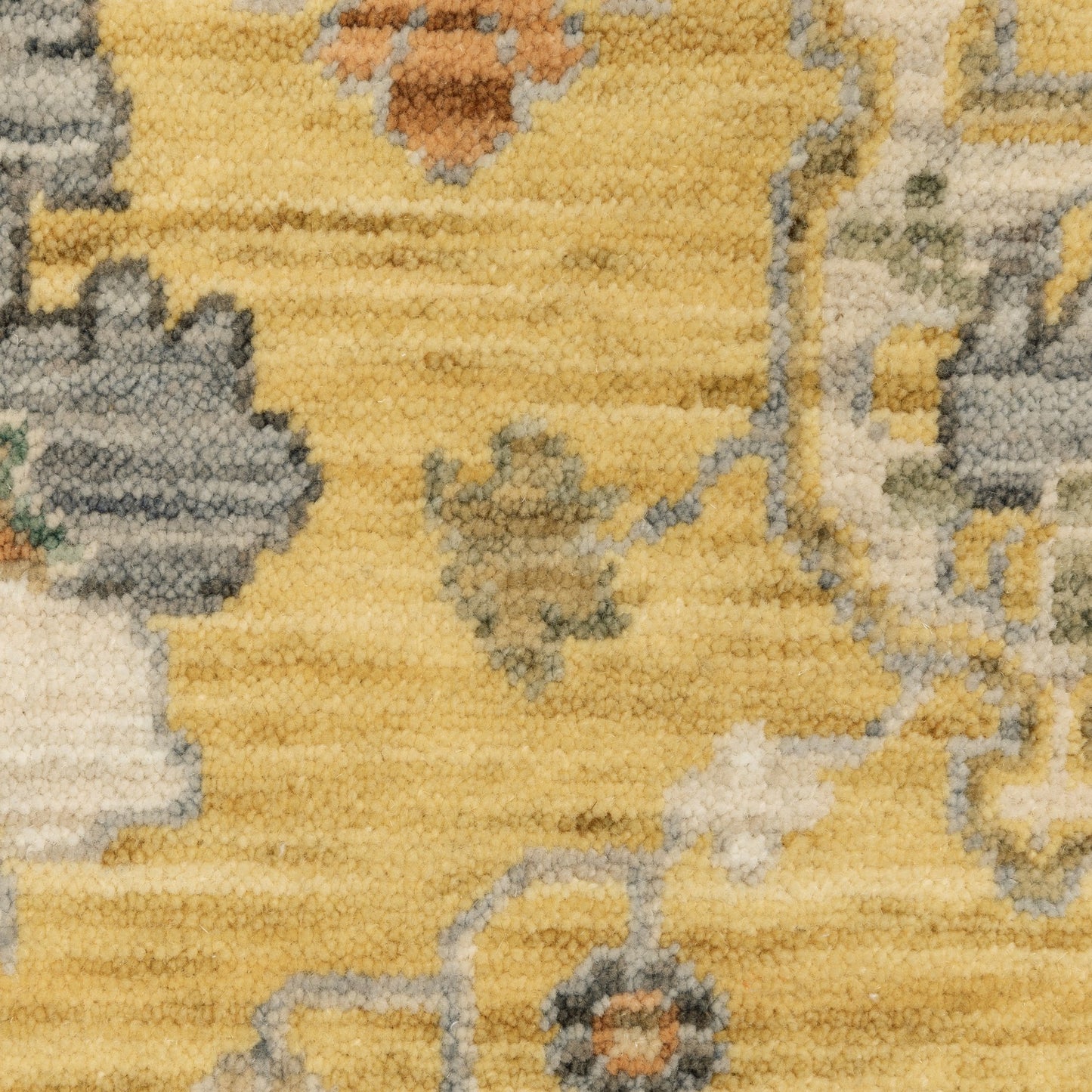 7' X 10' Yellow Ivory And Black Oriental Area Rug With Fringe-6
